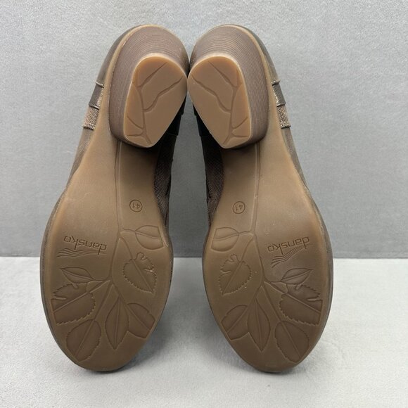 Womens 10.5-11 (EU 41) Dansko Marcia Ankle Booties Brown Leather Heeled Wedge - Picture 7 of 8
